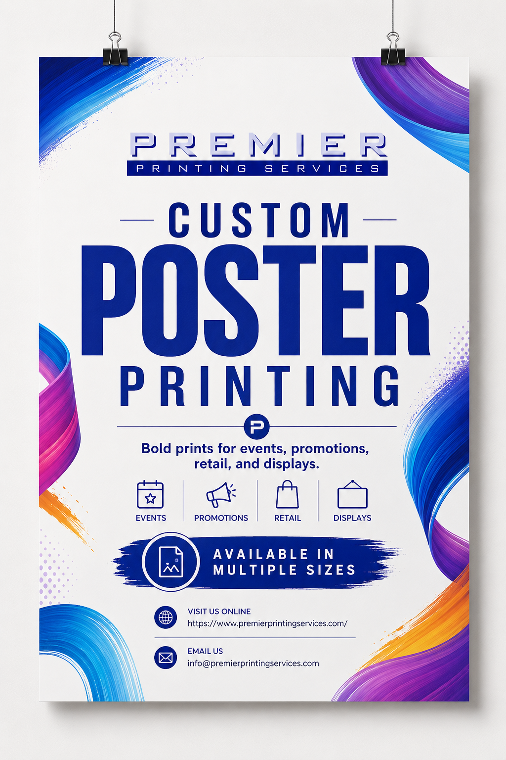 Premier Printing Services custom poster printing mockup.