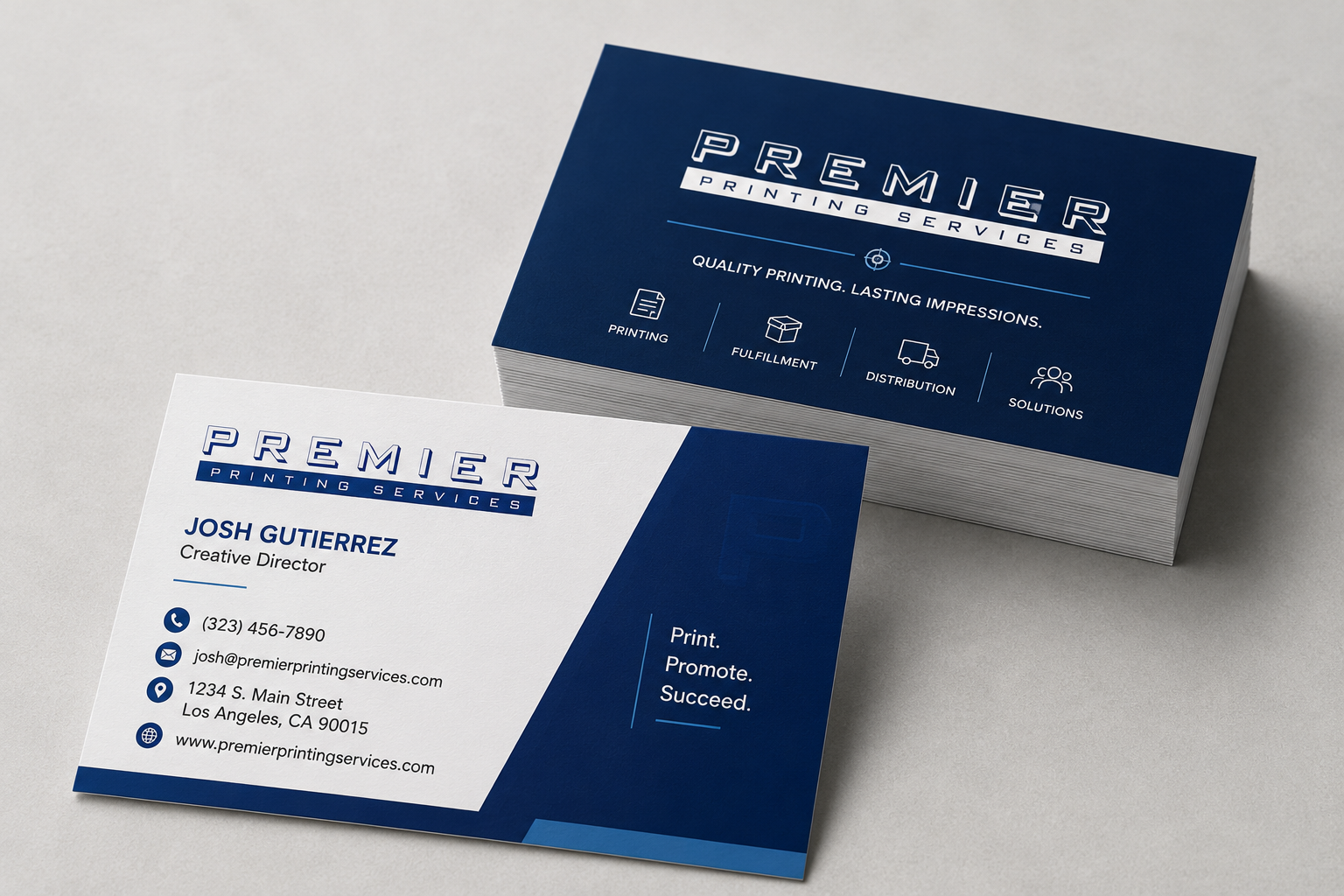 Corporate Business Cards printing example from Premier Printing Services