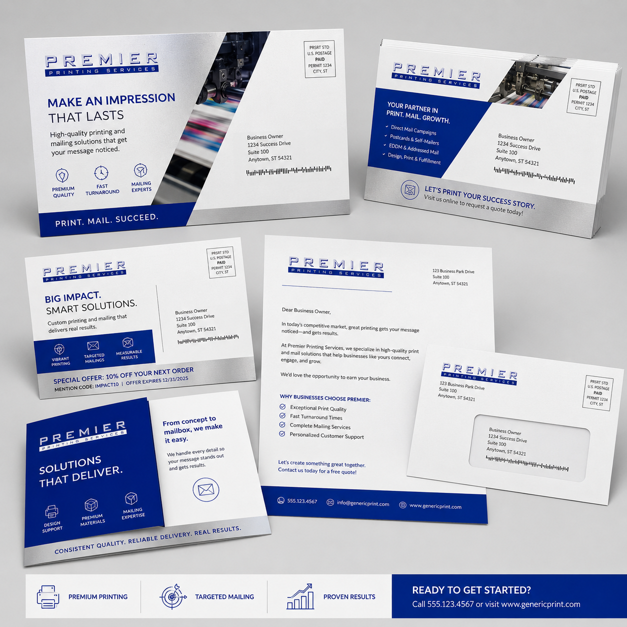 Corporate Direct Mail printing example from Premier Printing Services