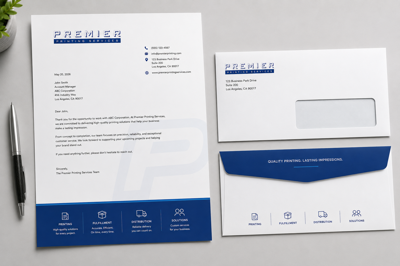 Corporate Stationery printing example from Premier Printing Services