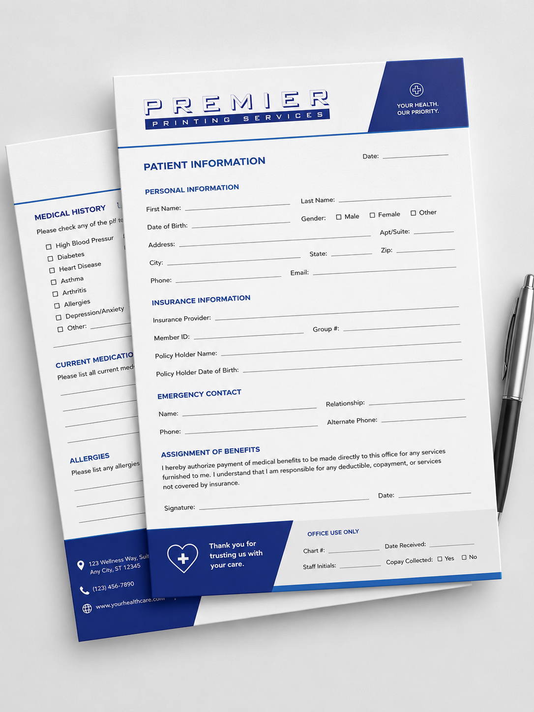Customer Forms printing example from Premier Printing Services