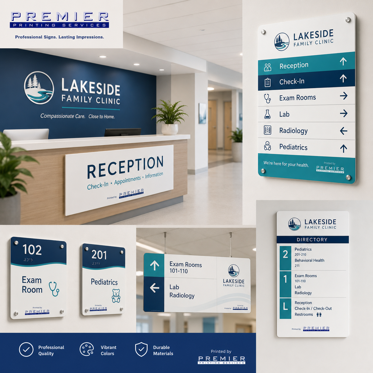 Healthcare Signage printing example from Premier Printing Services