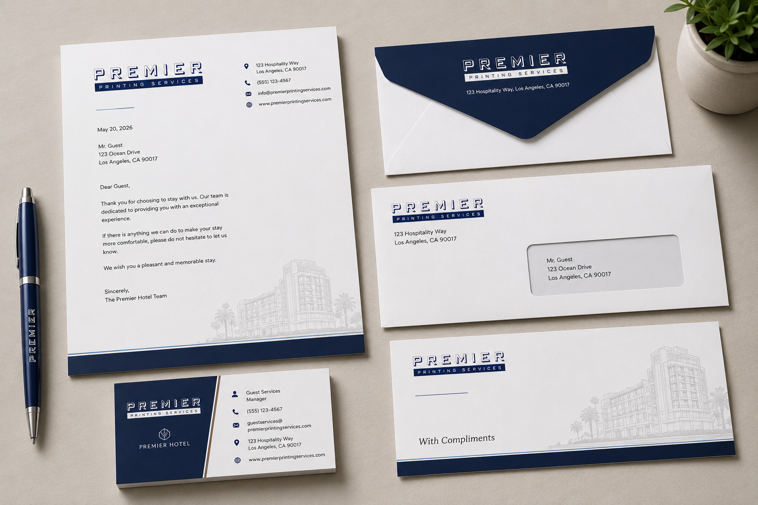 Branded Stationery printing example from Premier Printing Services